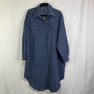 💌 nwt blue corduroy button front shirtdress: